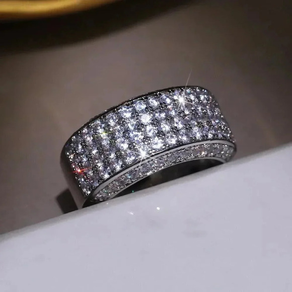 💛 925 Silver Plated Beautiful CZ Luxury Ring for Women Men, MLNN1176 - Picture 5 of 7